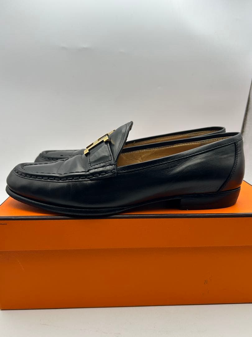 最終値下げ エルメス コンスタンス ローファー 靴 ブラック ゴールド金具