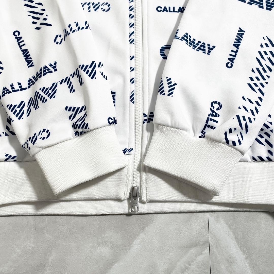 A18664 美品 キャロウェイ 総ロゴジップアップジャケット 白M メンズ