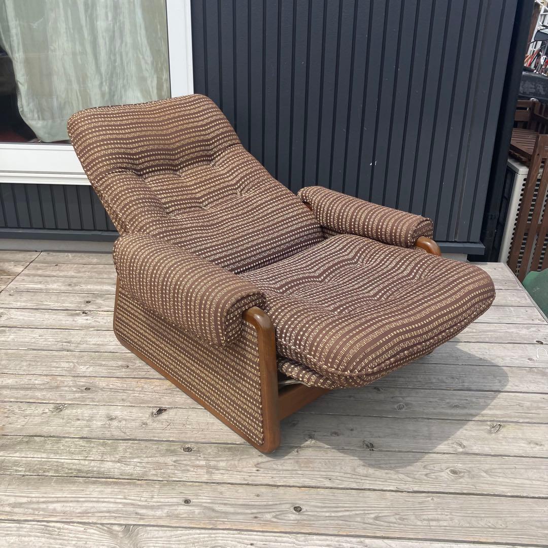 昭和レトロ カリモク リクライニングチェア 一人掛けソファー ロビーチェア 茶色