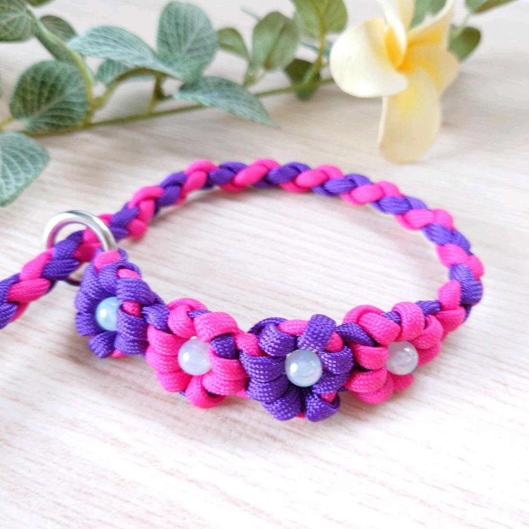 パラコードリード　スリップリード　首輪一体型リード　お花　№024