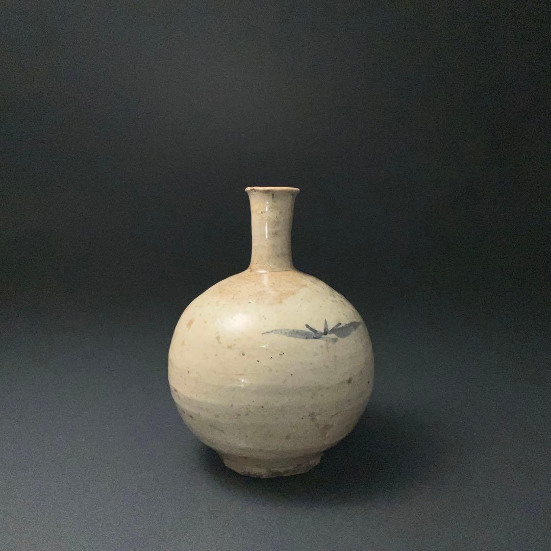 朝鮮美術　李朝　徳利　草花文　丸瓶　骨董　R1407K3