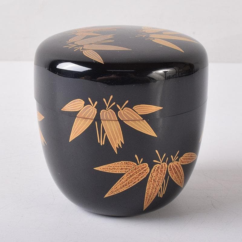 茶道具　山中塗　荒井喜峰作　笹蒔絵　利休棗　共布　共箱　V　7528