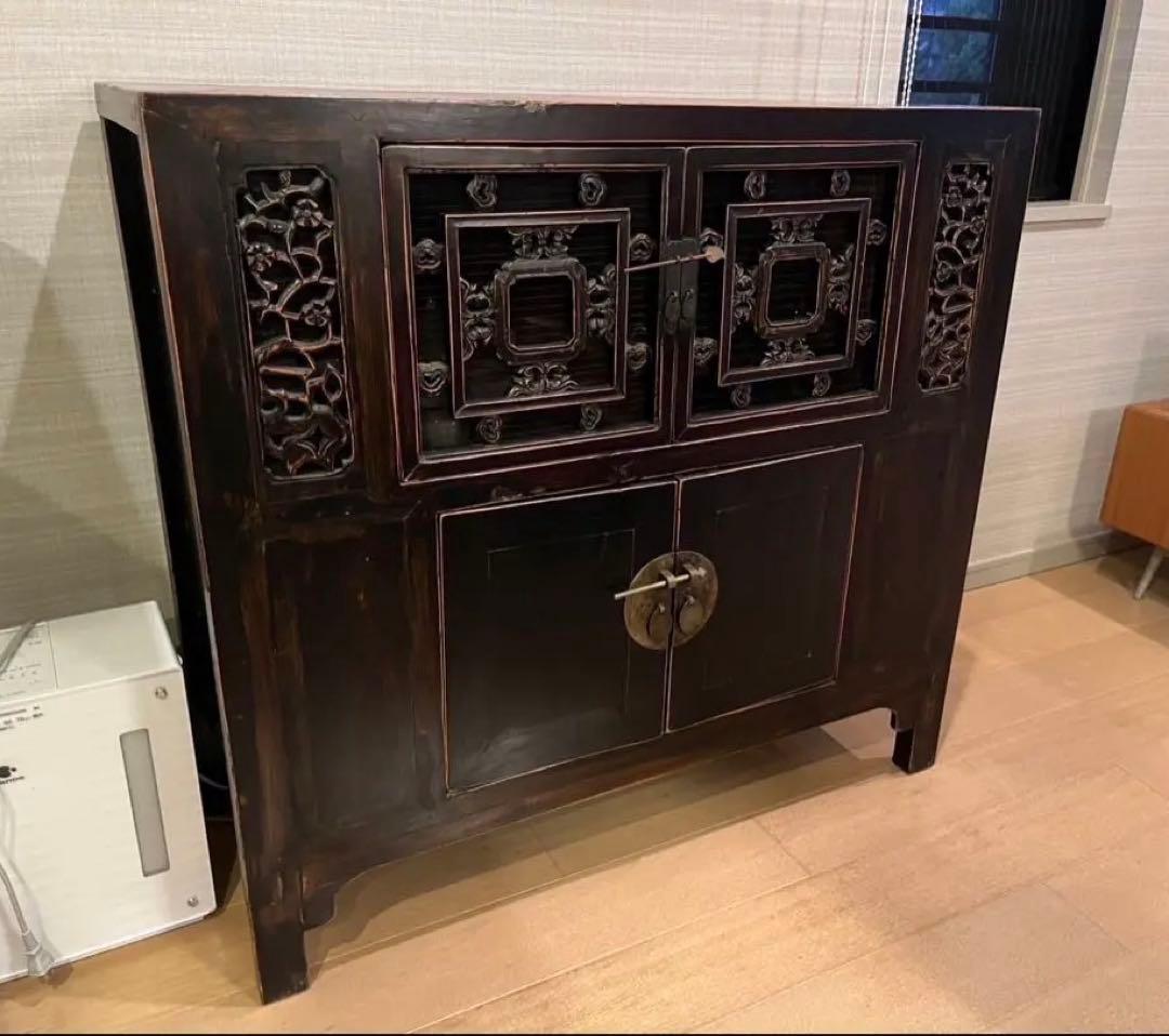 中国　香港家具　アンティークキャビネット