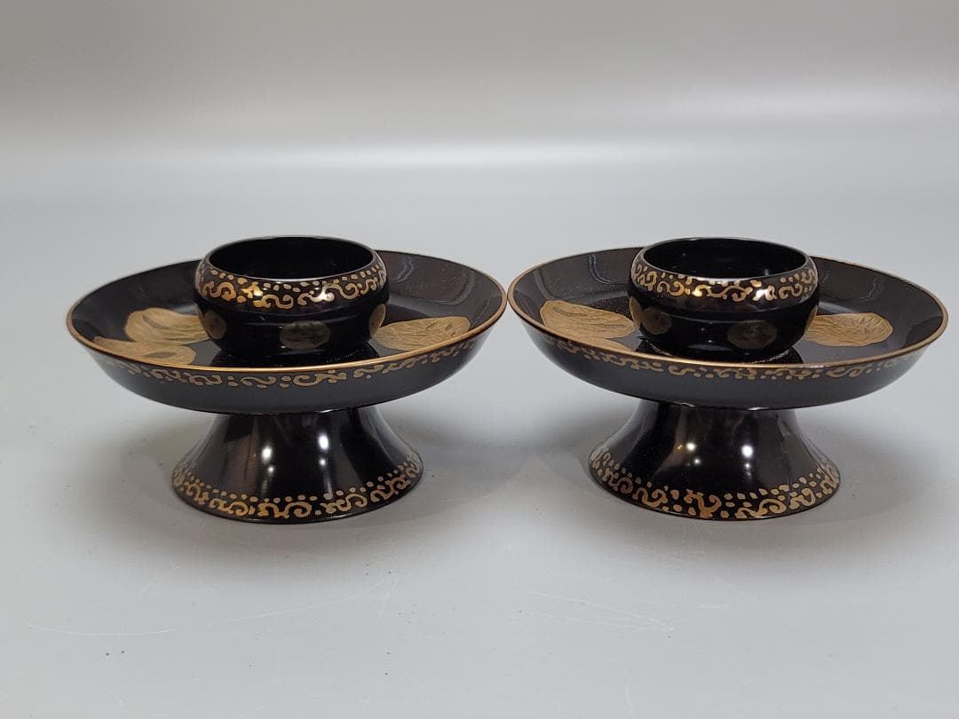 煎茶 時代 蒔絵 碗台 一対