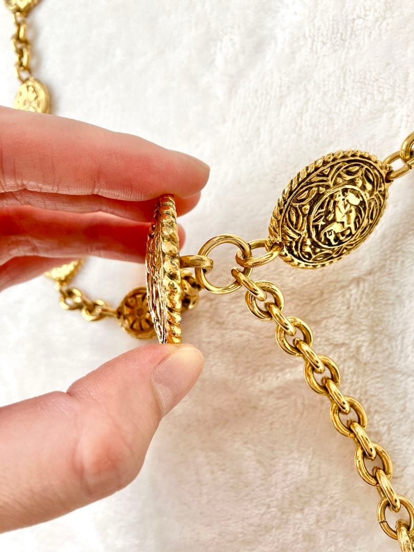 レア CHANELシャネル ビンテージゴールドチェーンベルト 乗馬 アンティーク