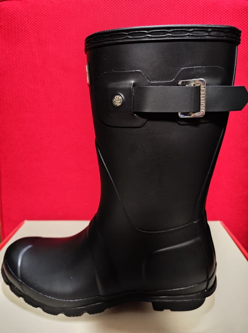 【新品未使用】HUNTER ブラック 長靴 バックル付き 24cm