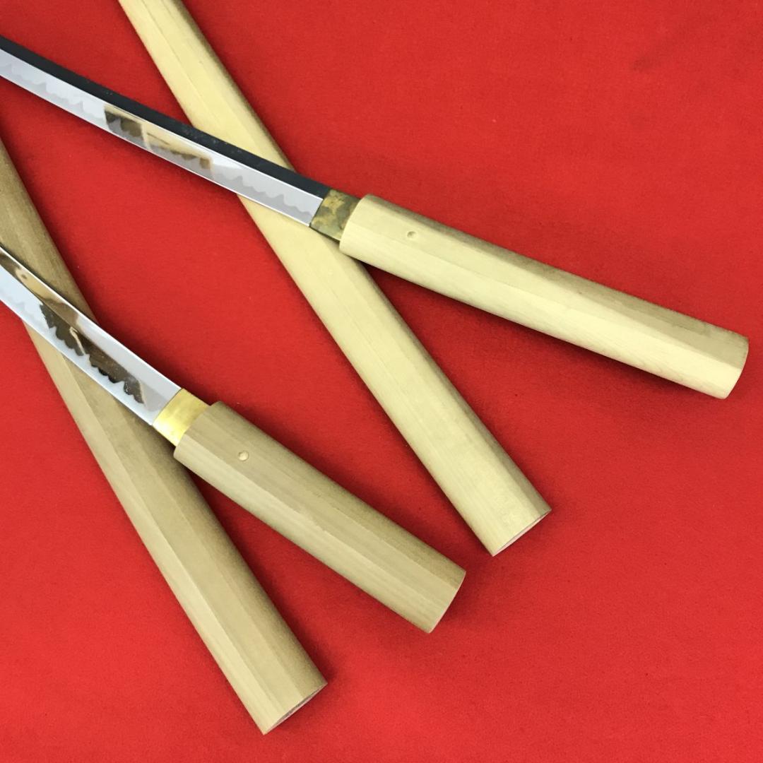 模造刀 白鞘 刀 脇差 セット　全長101/68cm　収納袋 刀剣美術 居合道