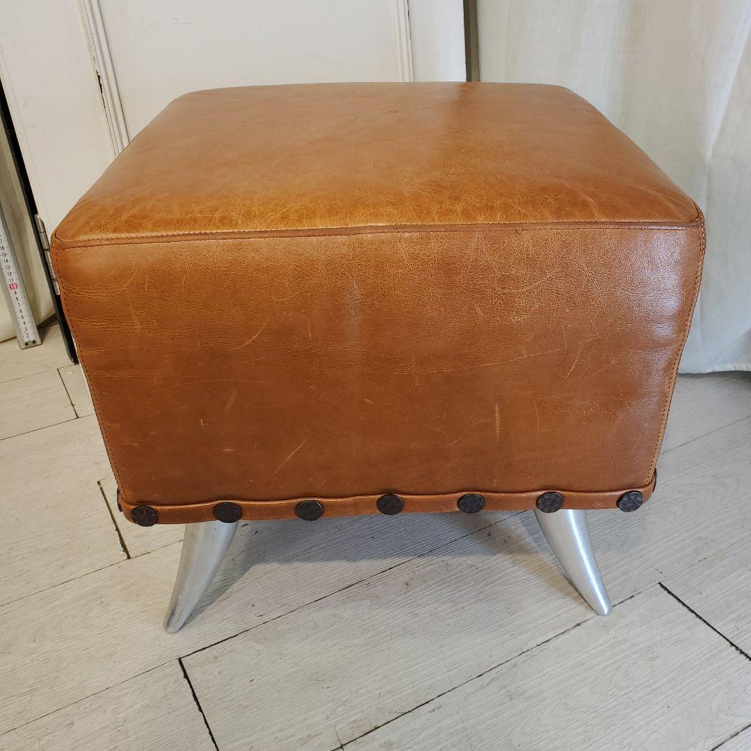 ヴィンテージレザー　アンティークスツール　オットマン　本皮