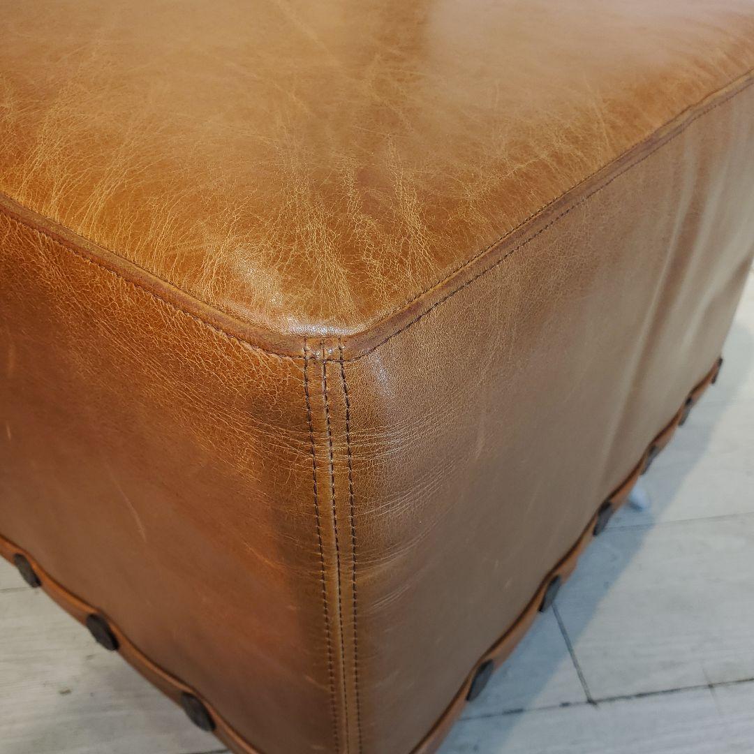 ヴィンテージレザー　アンティークスツール　オットマン　本皮