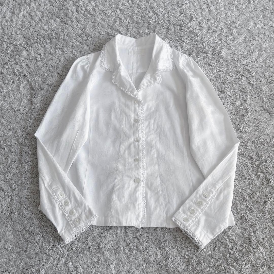 希少【ピコレース×ジャガード（花柄刺繍）】MIYACOミヤコ／シャツジャケット