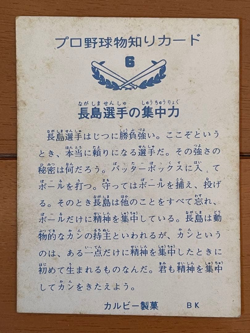 プロ野球カード1973年版【No.6】長嶋茂雄選手