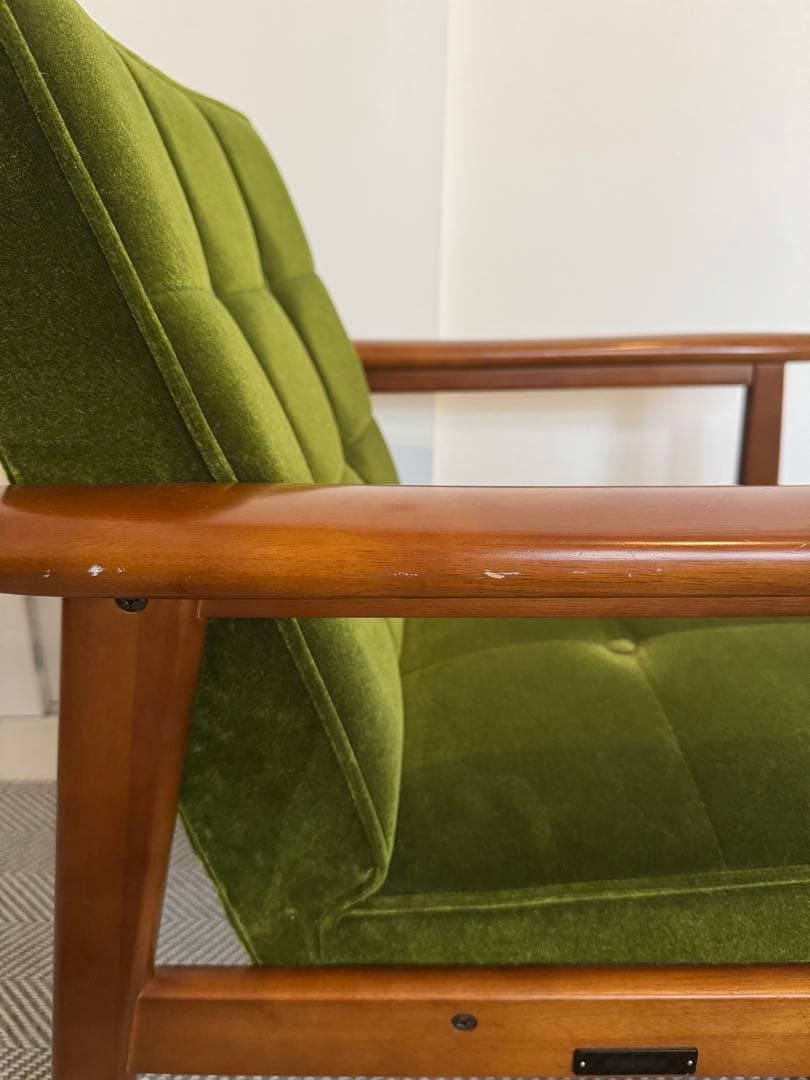 【名品】カリモク60 Kチェア 1シーター モケットグリーン