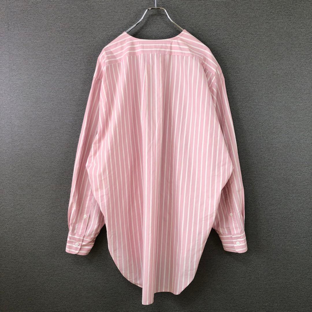 THE SHINZONE NOCOLLAR SHIRTS ピンク ストライプ