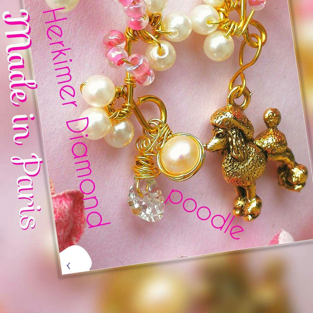 新品 14kgf パリ製 プードル 上質AAA ハーキマーダイヤモンド  ピアス