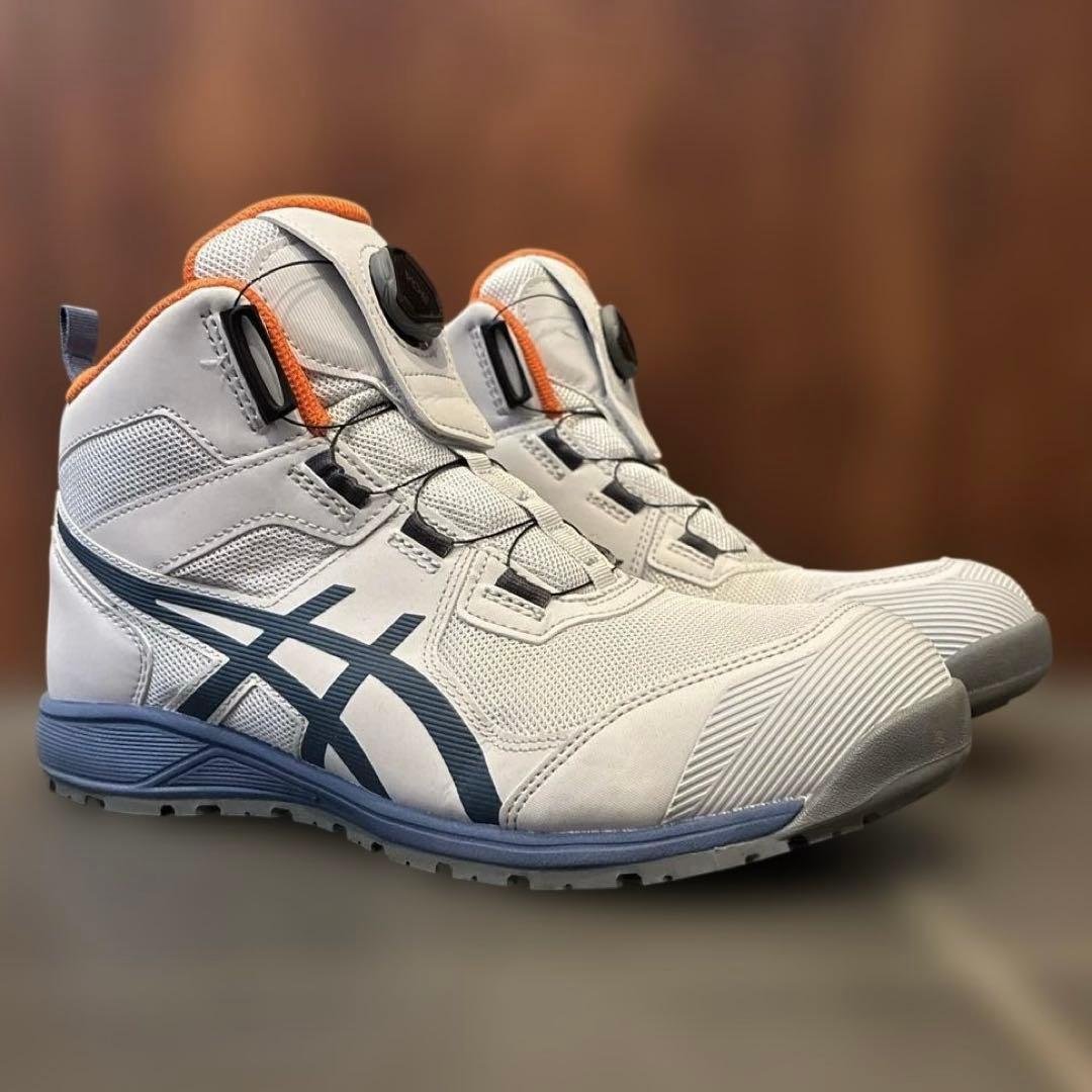 【美品】ASICS 安全靴 BOAシステム ホワイト/グレー