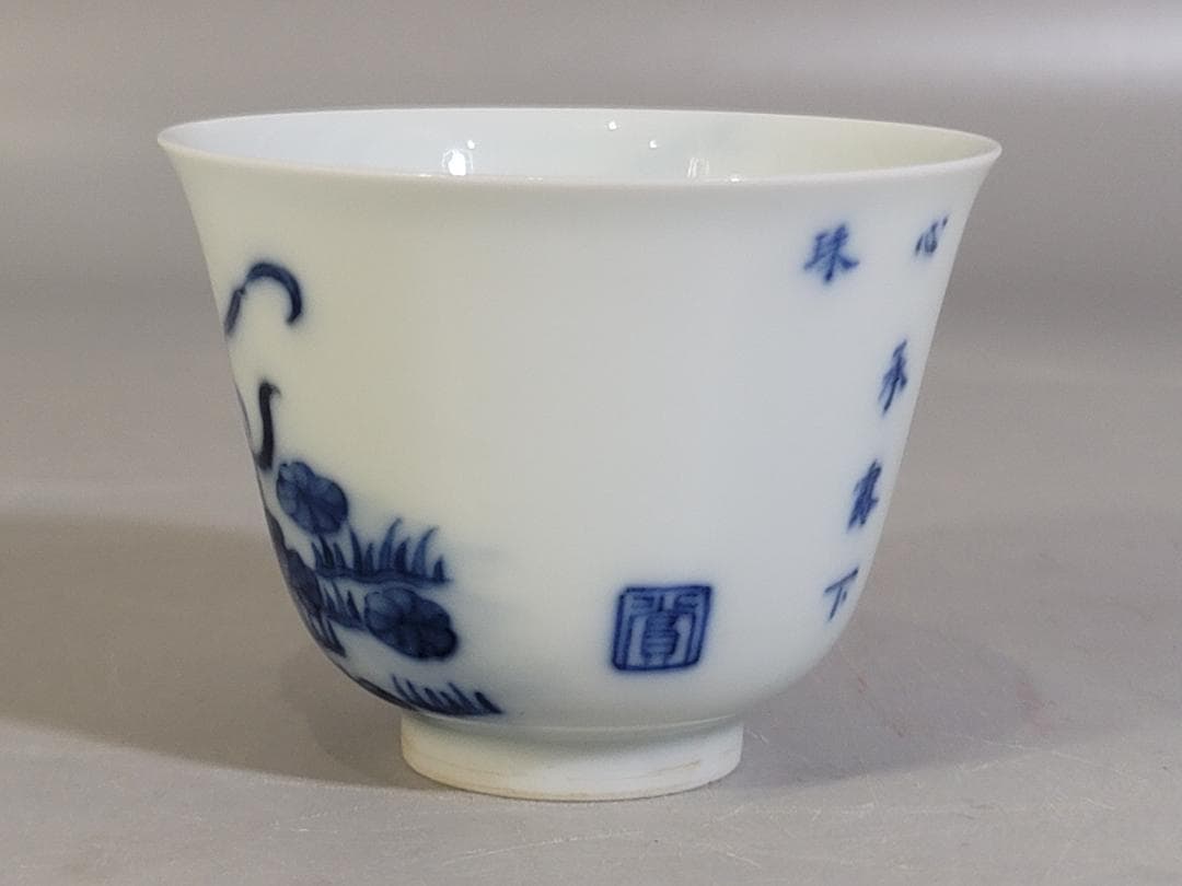 中国 青花花鳥 碗 盃 DT447