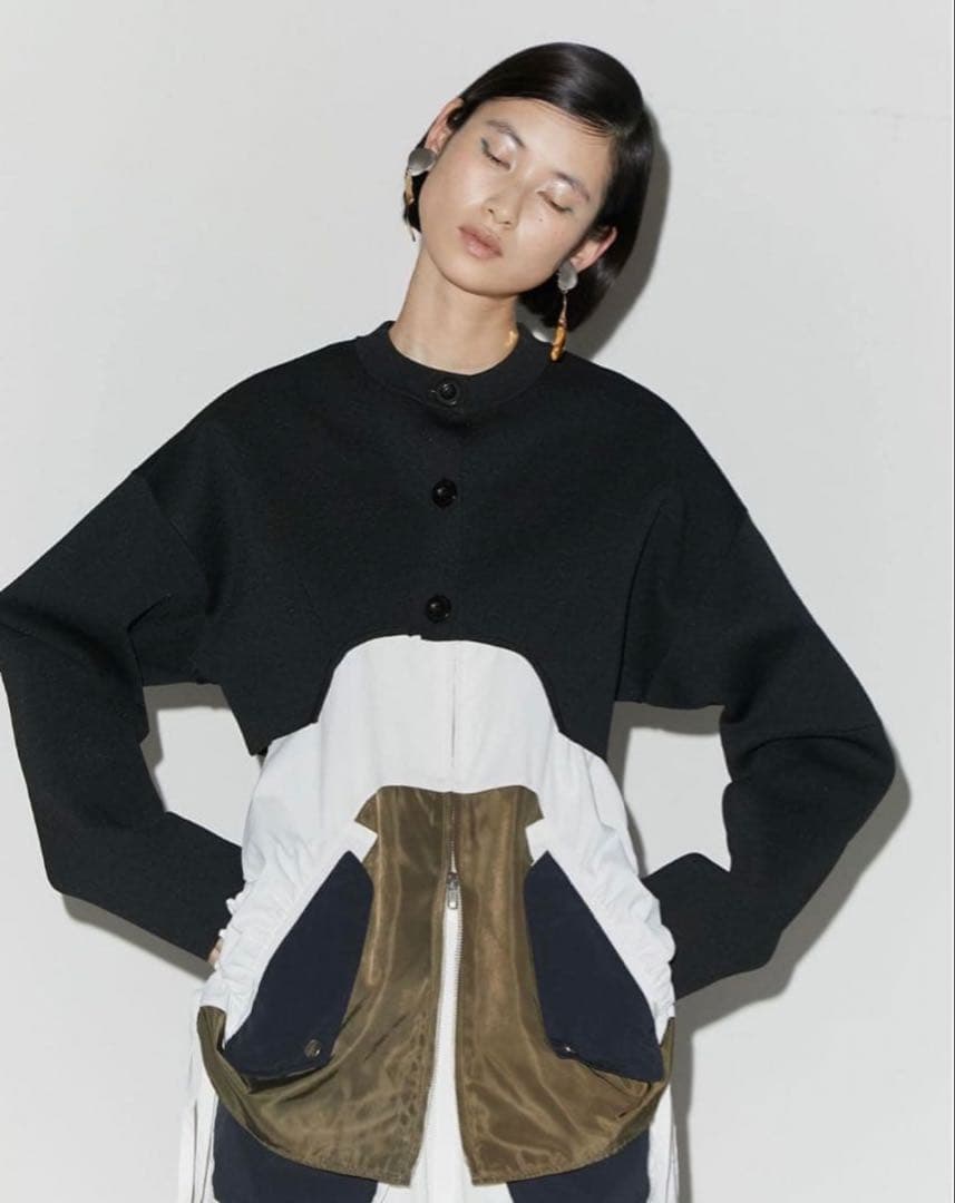 【美品】UN3D.イレギュラーヘムショートニットカーディガン　 サイズ36