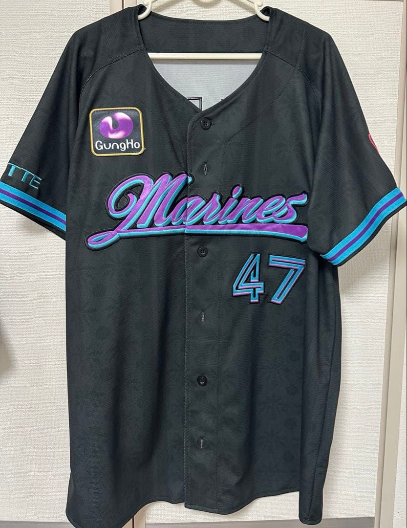 千葉ロッテマリーンズL 鈴木昭太47レプリカユニフォームBSW2025ブラサマ黒