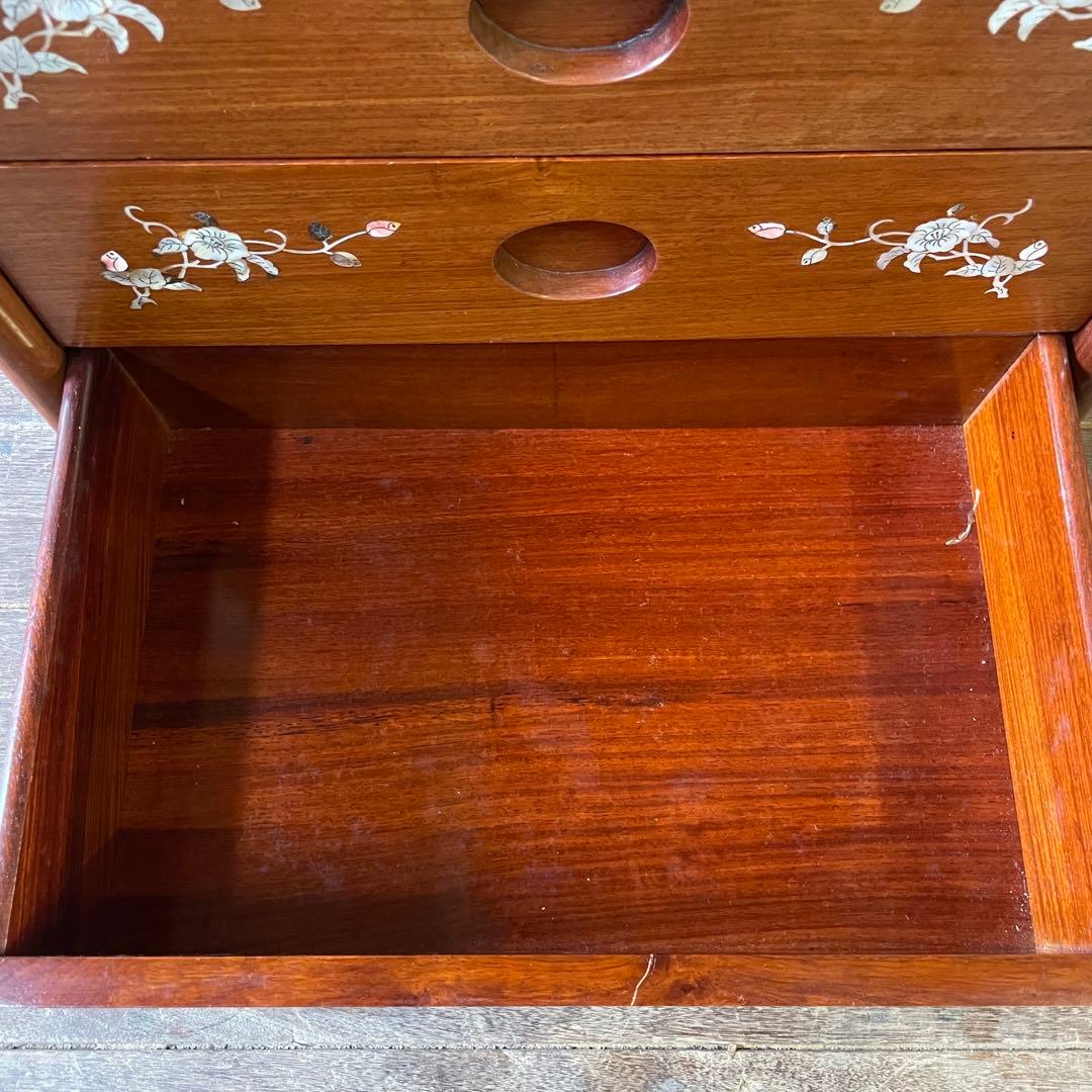 螺鈿細工 らでんざいく 小箪笥 5段チェスト 花梨 アンティーク 骨董品