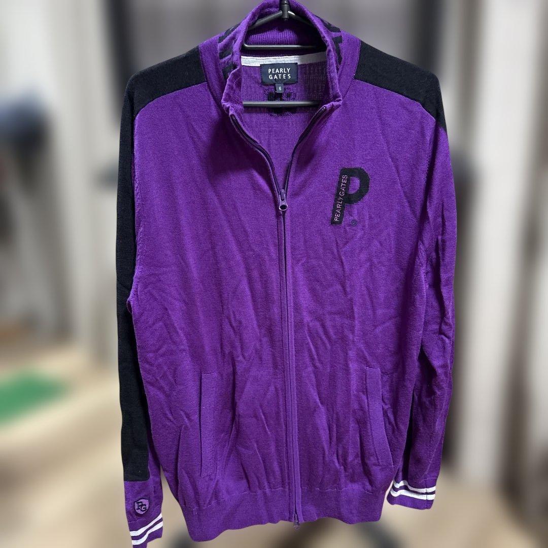 PEARLY GATES ジップアップニット紫色