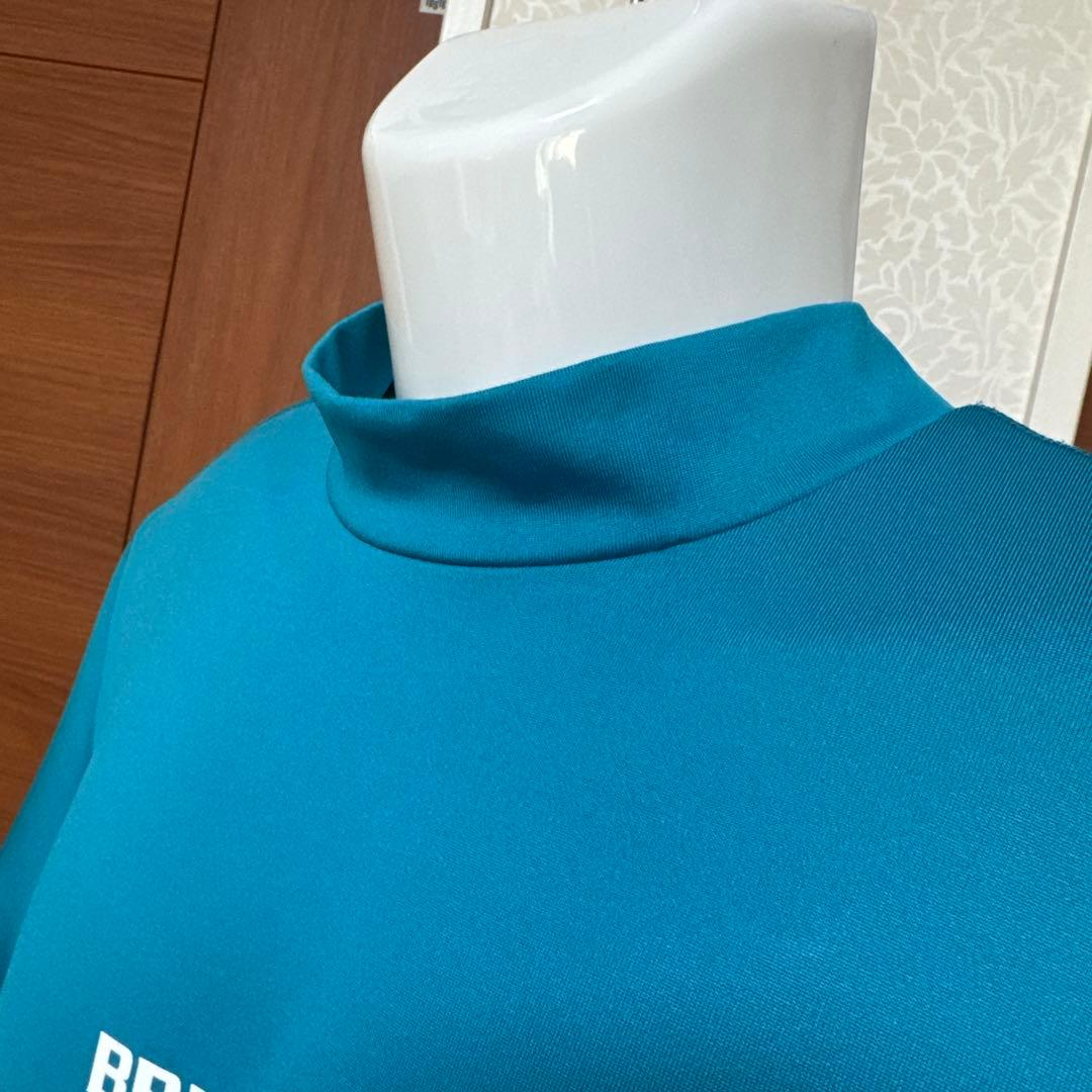 BRIEFING モックネック 半袖Tシャツ ブルー　L