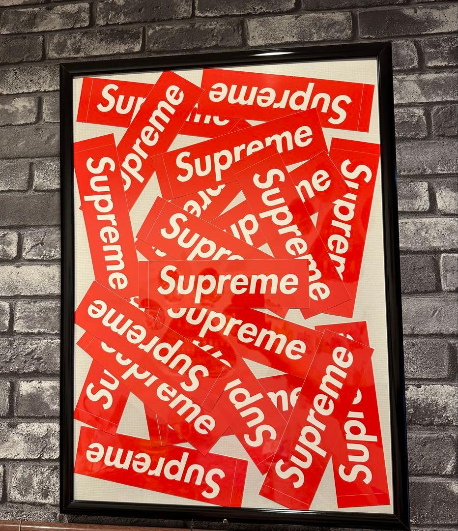 Supreme ステッカーアート フレーム付き