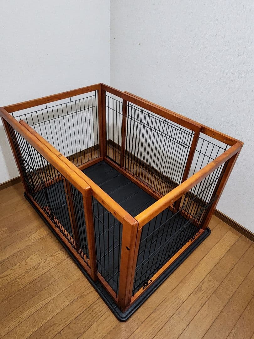 犬用ペットサークル 木製フレーム ブラウン