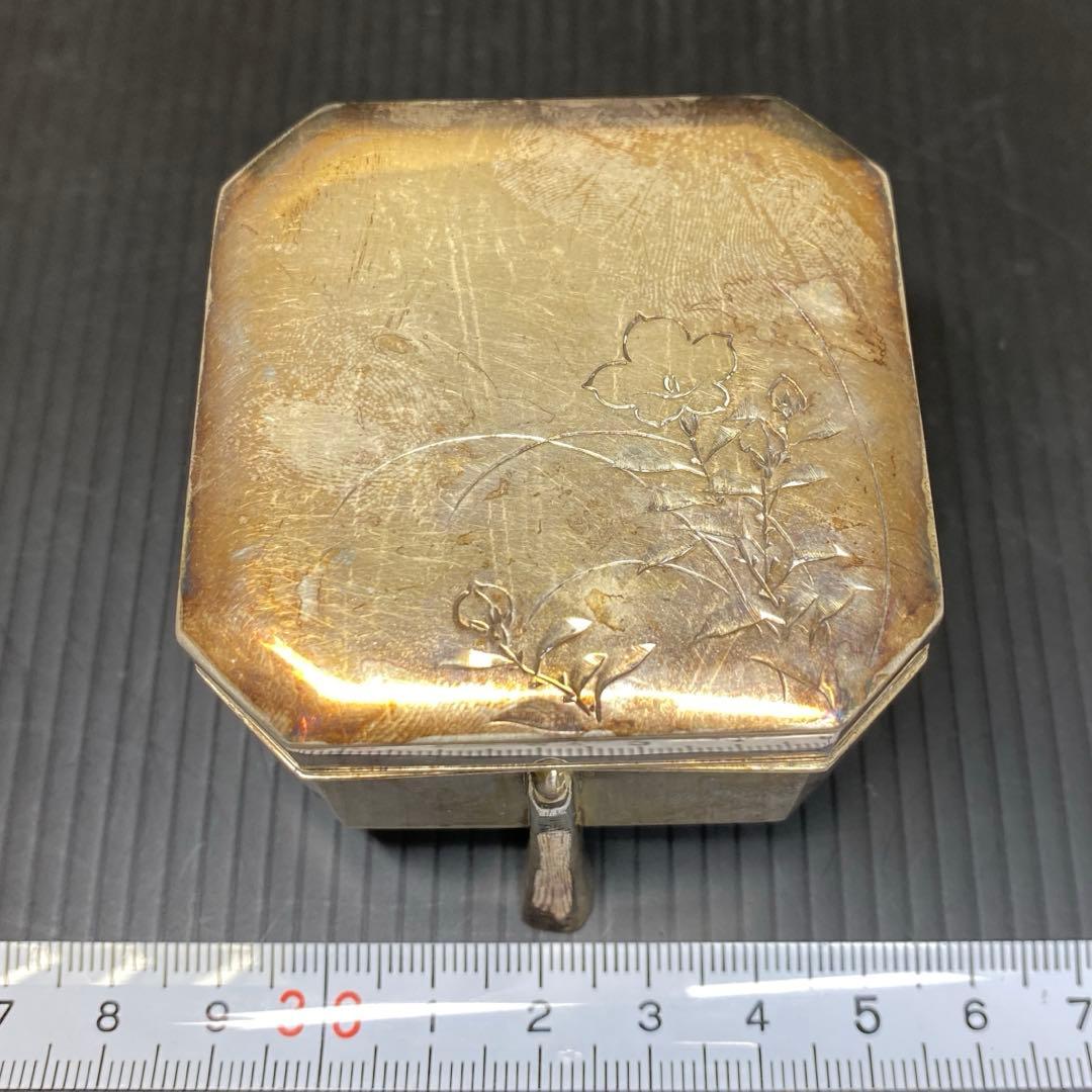 純銀　四足　彫金　ボンボニエール　102g 東さ8-0208☆2F