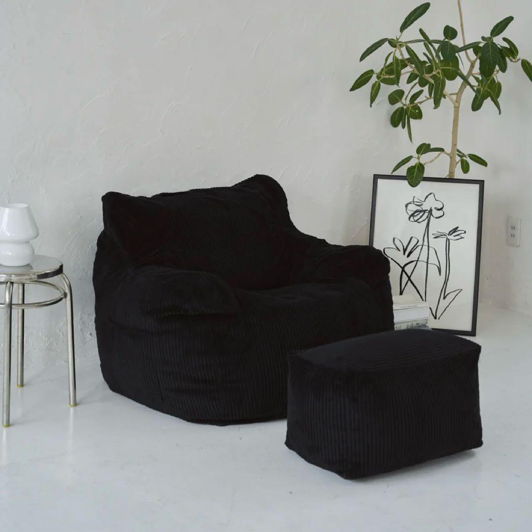 Loosy HUGME 1人掛けビーズソファ Black まんぼー