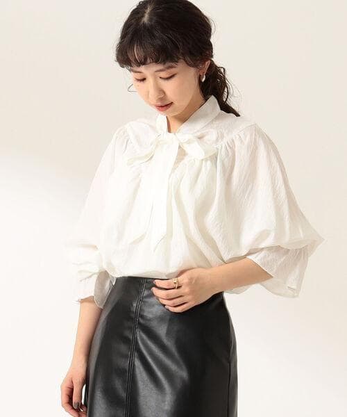 美品 デミルクス ビームス 2,2万円 ボウタイブラウス ホワイト D303