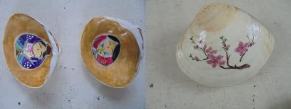 AKa6898　貝殻６個　内絵入り３個　切子　皿　セット