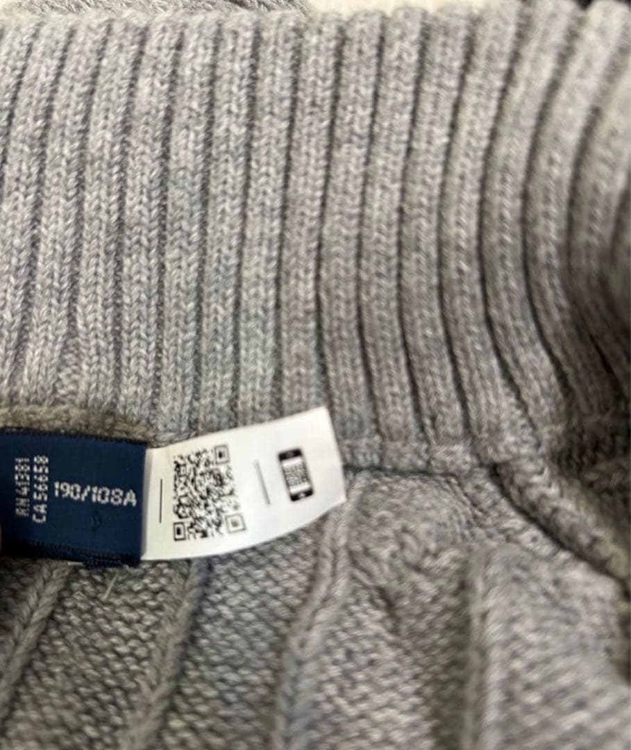 Polo Ralph Laurenグレー ケーブルニット ハーフジップ　XXL