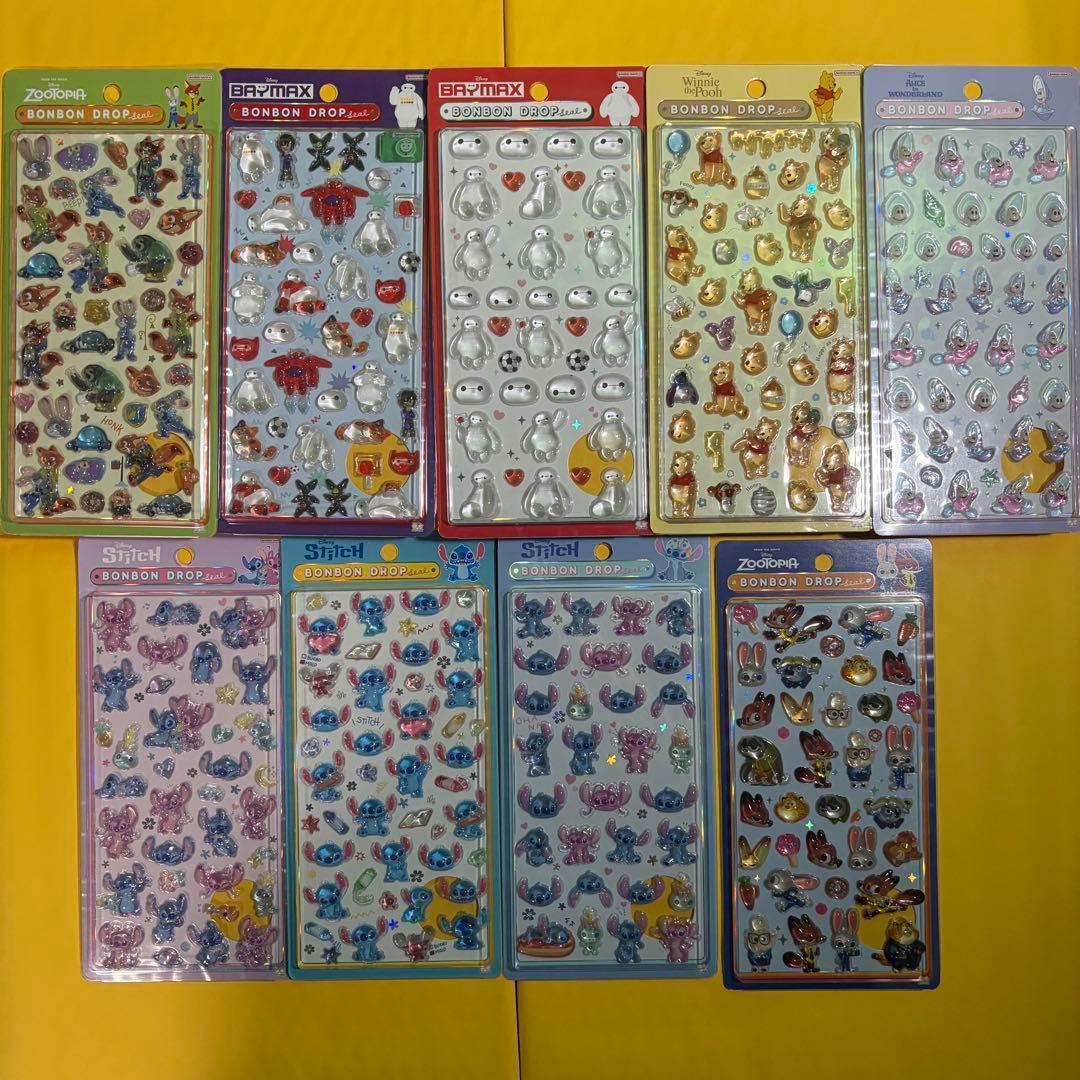 【正規品】ボンボンドロップシール　大　ディズニー　ズートピア等　9枚セット