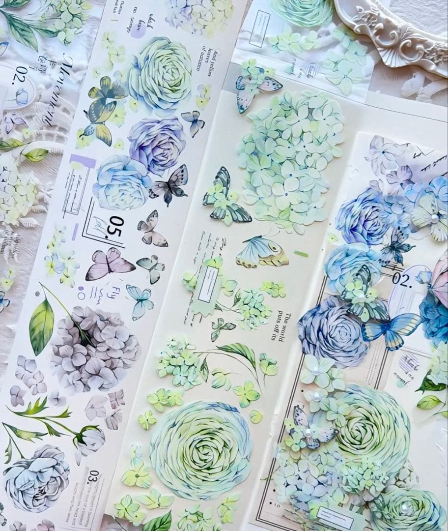 林野间《绣花信·蓝》海外マスキングテープ　マステ 【2465】