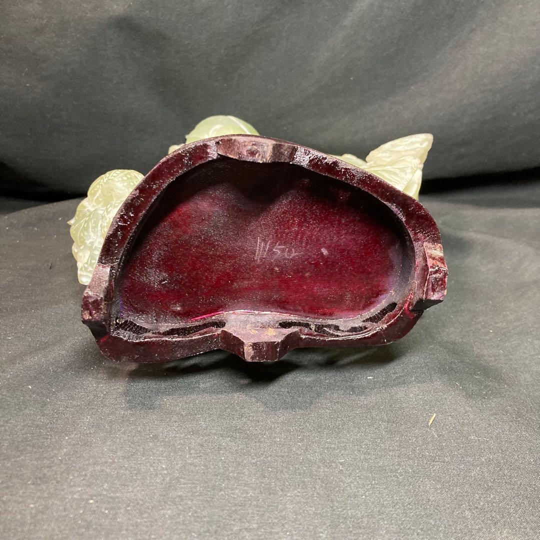 《中国古玩》翡翠 玉石彫刻 植物 蝙蝠 中国美術