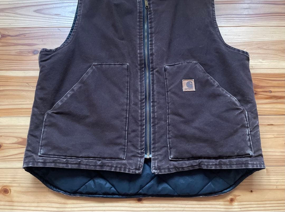 carhartt カーハート USA製 ダック ベスト ブラウン フェード 古着