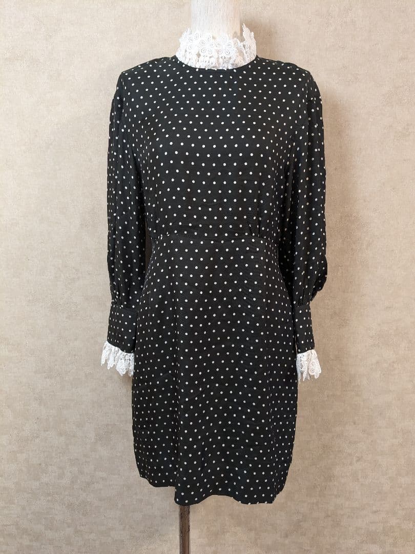 SANDRO　ドットミニワンピース　レース　ブラック　36　サンドロ