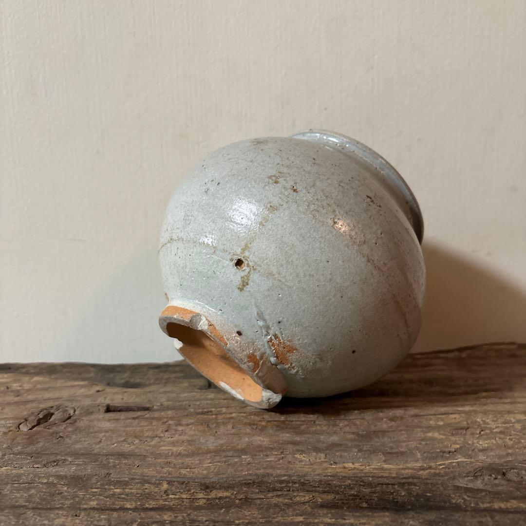 李朝壷　白磁　堅手　丸壷　塩笥壺　骨董　韓国オンギ　骨董品.アンティーク.古民芸