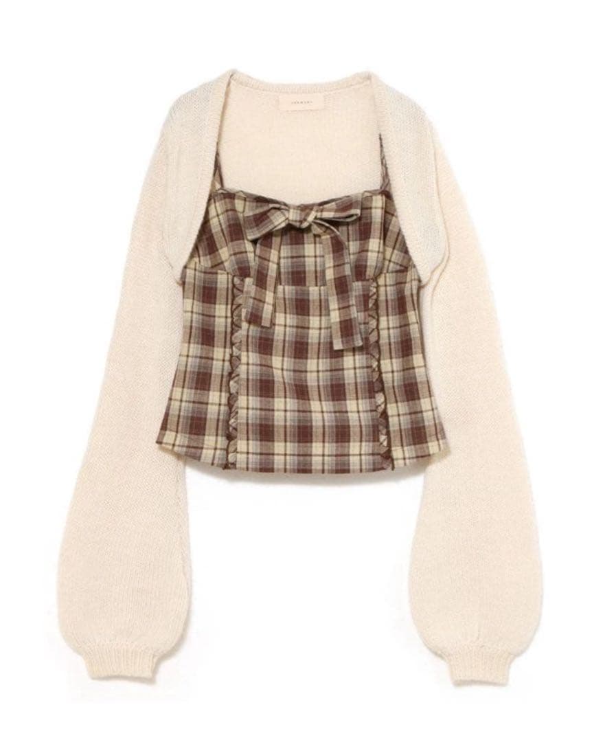 トップス andmary Tyla ribbon set tops brown