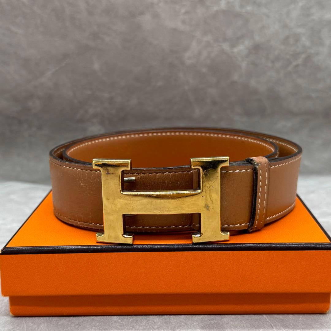 やや難あり　HERMES コンスタンスベルト ブラウン レザーベルト