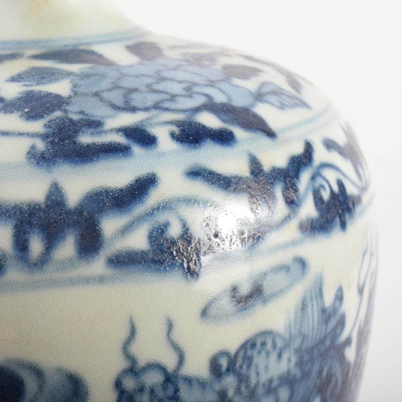 中国　青花　花卉雲龍鳳凰文　梅瓶　V　6953