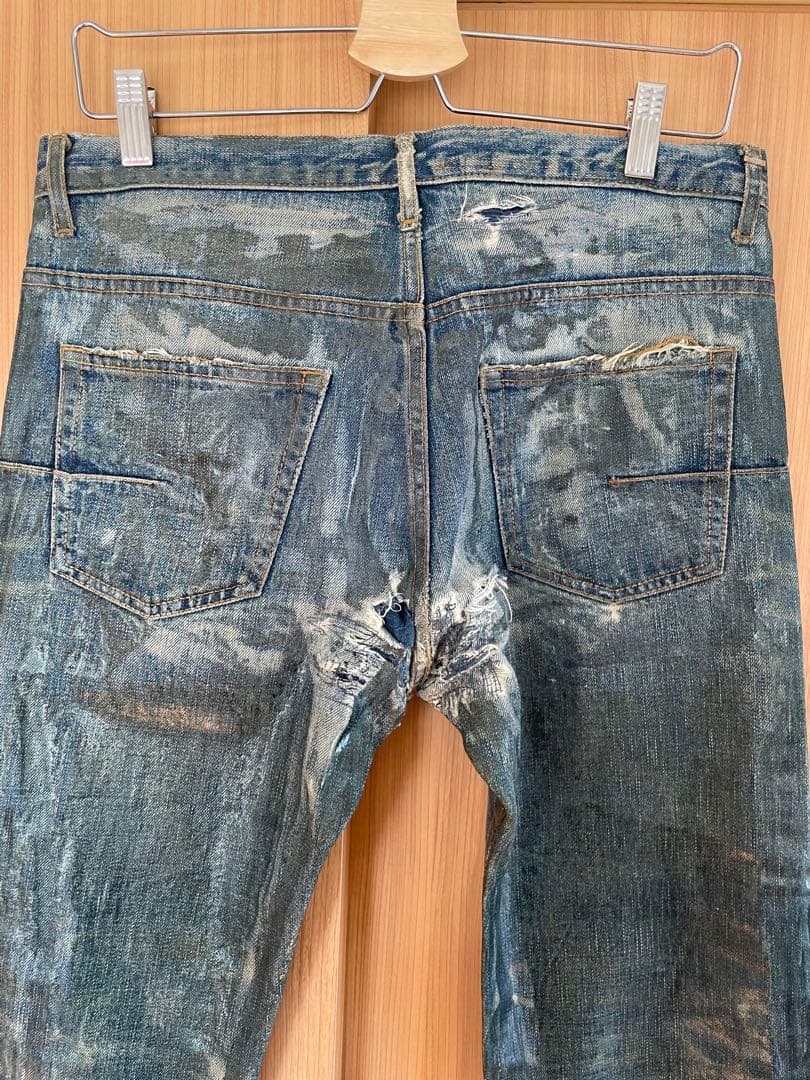 希少　エディ期初期dior homme ラスターコーティングデニム　爪痕