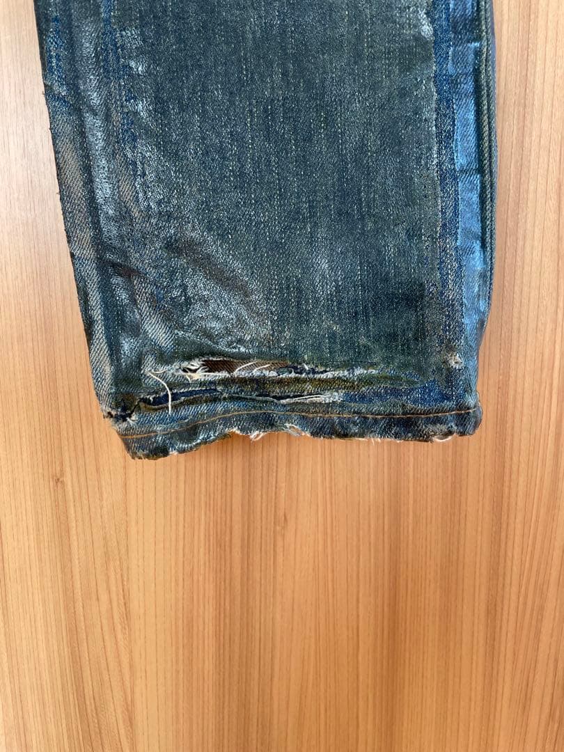 希少　エディ期初期dior homme ラスターコーティングデニム　爪痕