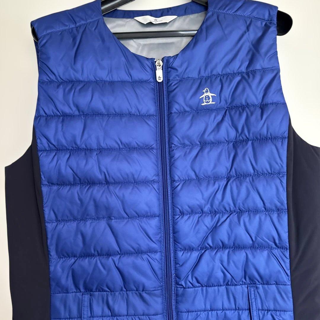 ネイビー 中綿入り ベスト レディース　ワンピース丈