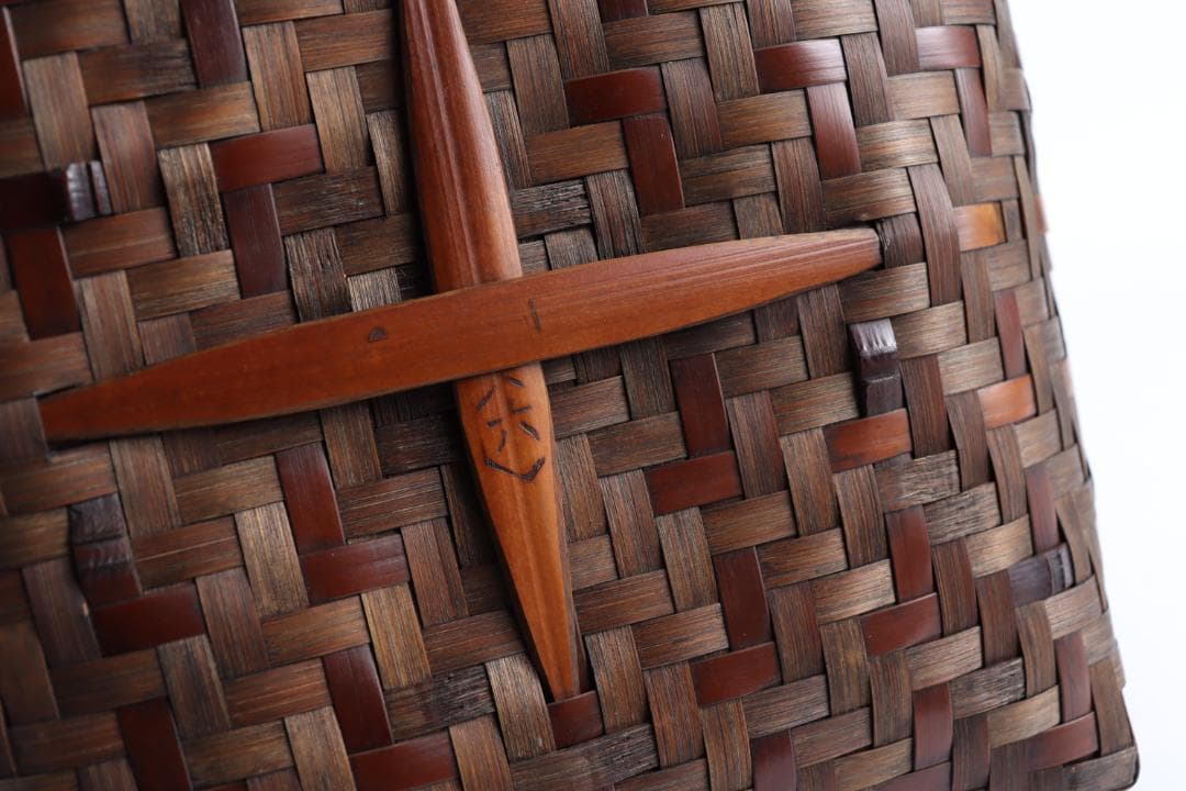 茶道具 水谷六々斎 利休好 竹編 油竹 炭斗 竹籠 共箱