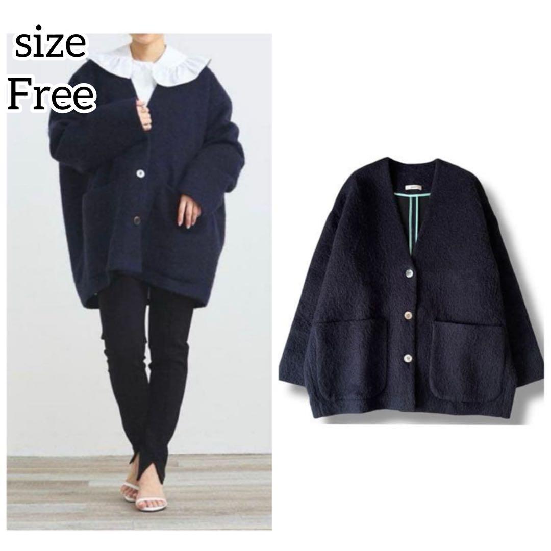 【大人気商品】yoriウール モヘア シャ ギージャケット カーディガン F 黒