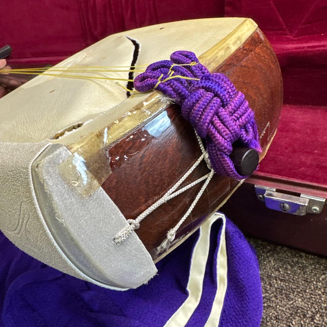 三味線本体 白色 シルバー 紫色 ケース付き