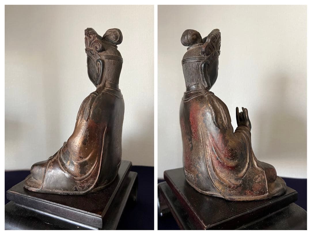 仏像　仏教美術 釈迦牟尼像【乾隆年製】在銘　鍍金仏　座像，/西き-55