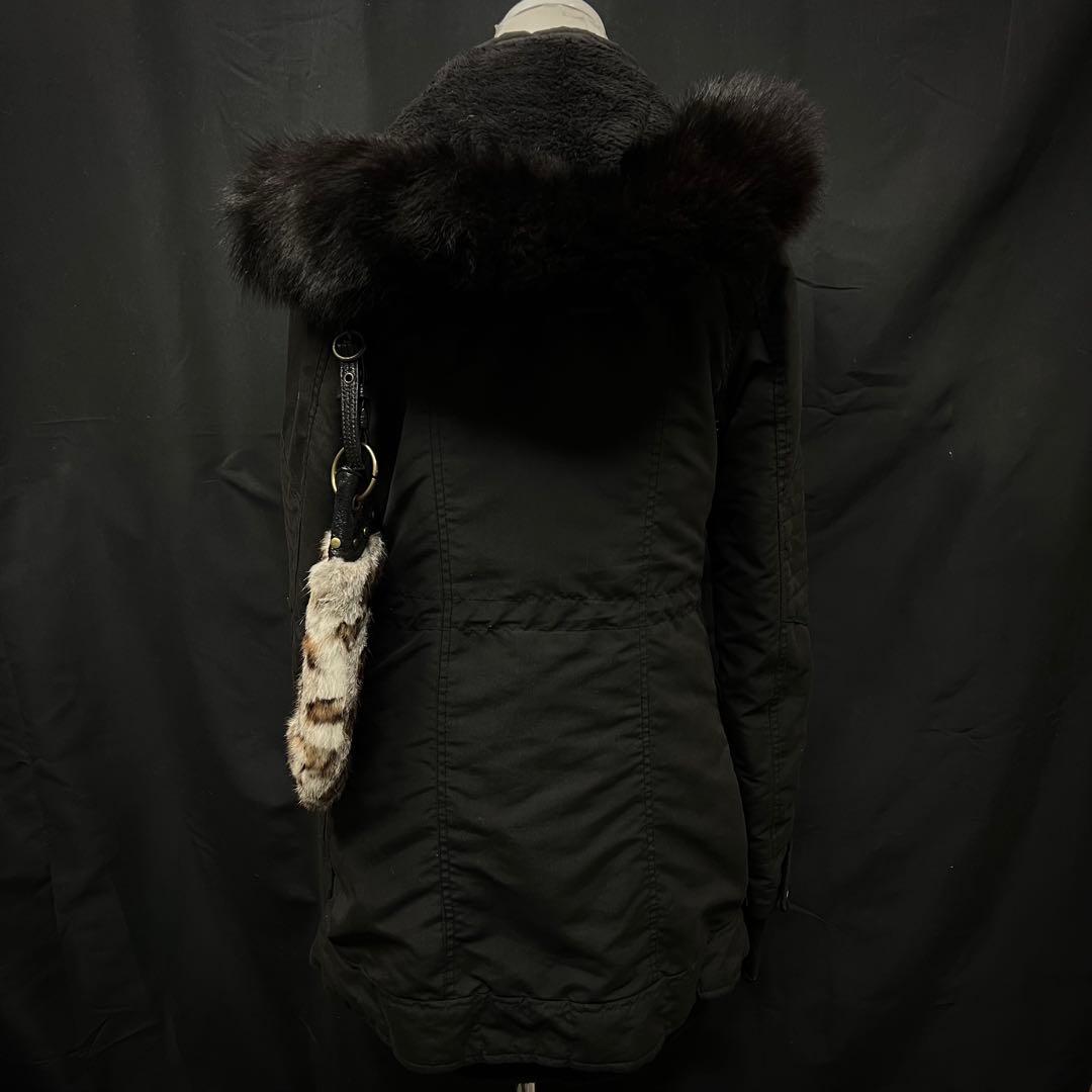 平成ギャル　y2kグランジ　ダークコア　リアルファー付き　モッズコート　ギミック