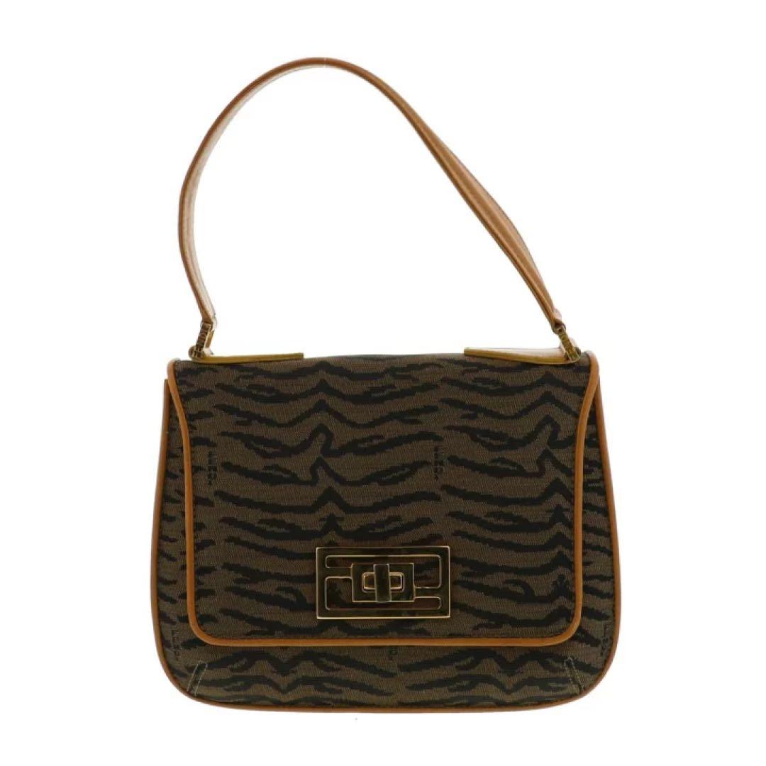 FENDI フェンディ ヴィンテージ ハンドバッグ ブラウン　タイガー